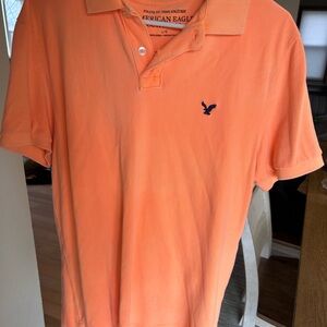 American Eagle Outfitters Men's Orange Polo Shirt